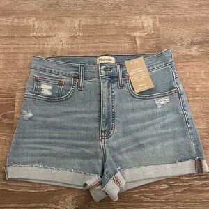 NWT Madewell Blue Jean Shorts with Rolled Cuffs and Distressed Finish